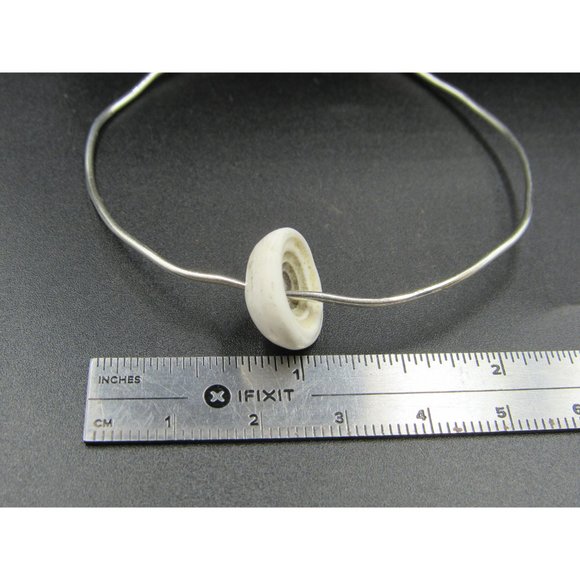 7" Sterling Silver Odd Shape Shell Bangle Bracelet Vintage Elegant Beautiful - Picture 5 of 6